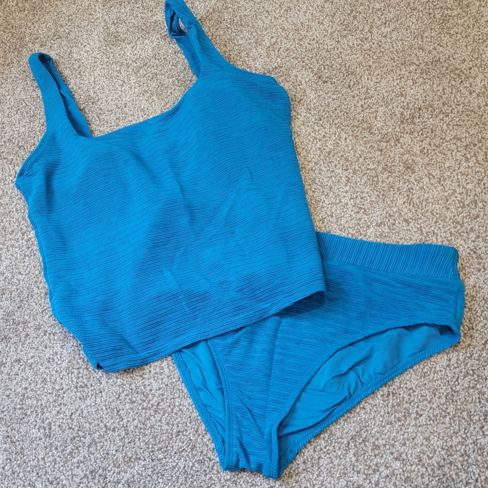 Blue tankini swimsuit